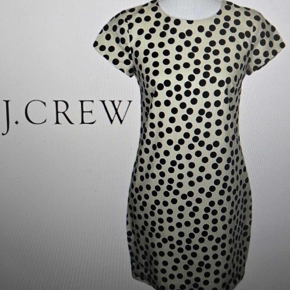 🥊NEW J. Crew Black and Cream Polka Dot Mini Dress